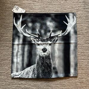 🪴$5/25🪴 NWT H&M Monochrome Deer Print Decorative Throw Pillow Cover Cotton 16x16